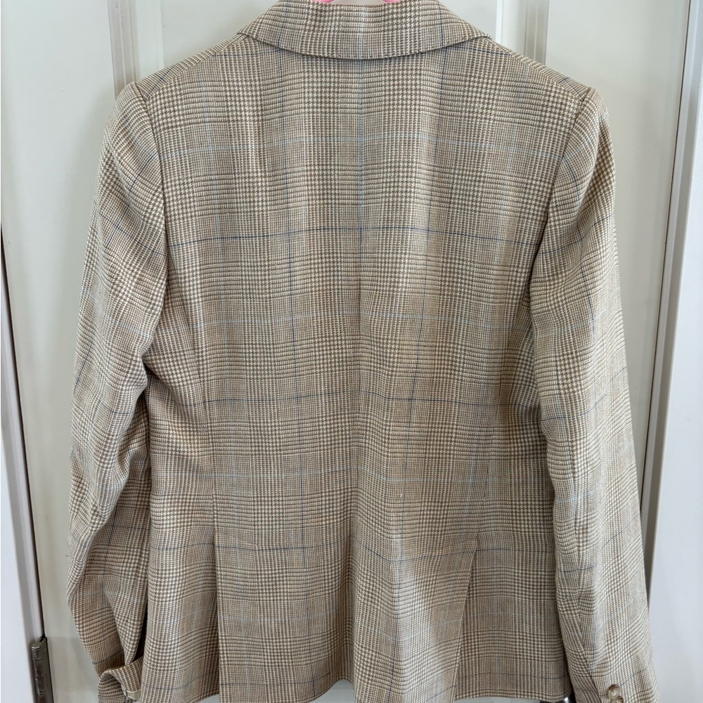Polo by Ralph Lauren Women's Tan Checkered Blazer - Picture 2 of 3